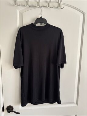Divots Dry Men's Medium Black Ribbed Mock Neck Golf Shirt Moisture Wicking